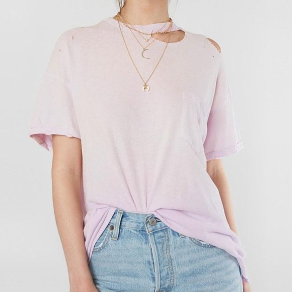 free people lavender t distress